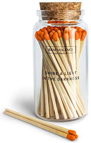 Decorative Matches, Long Matches for Candles in Apothecary Glass Jar, Matches Long Wooden, Safety Matches, Wooden Matches, Long Stick Matches, Fluorescent Orange | Set of 80 Matchsticks