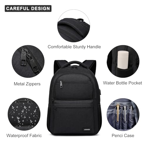 School Backpack for Teen Boys Mens, 15.6 Inch Laptop Backpack, College High School Book Bag for Students, Black - Image 5