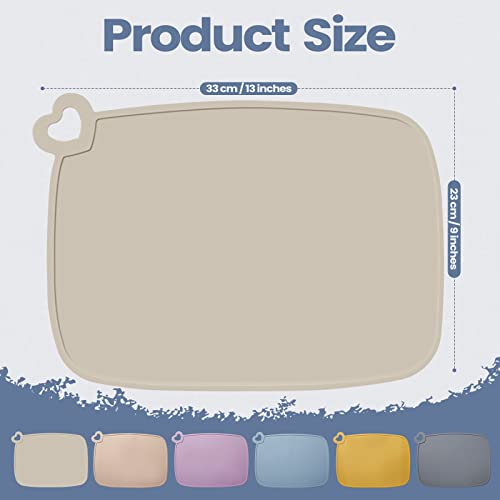 Potchen 6 Packs Silicone Placemat For Baby Toddler Non Slip Kids Placemat Reusable Baby Food Table Mat Portable Kids Placemats For Dining Table Kids Restaurant Placemat #TOP1