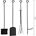 INNO STAGE Firewood Rack Fireplce Firepit Tools Set Double Layer Iron Wood Log Holder for Fire Place Outdoor Indoor Accessories-Brush, Shovel, Tong, Hook