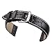 21mm Noir véritable Bracelet en Cuir Mat rembourré Crocodile Longueur Standard gaufré avec Coutures Blanches