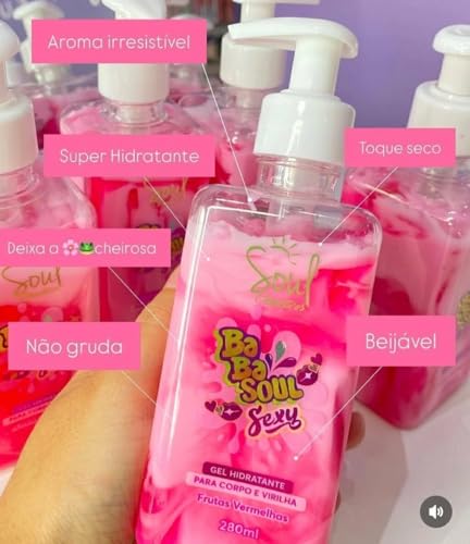 Creme Gel Hidratante Babasoul Para Corpo e Virilha, Beijável, Cheirinho de Chiclete Bubbaloo, Frutas