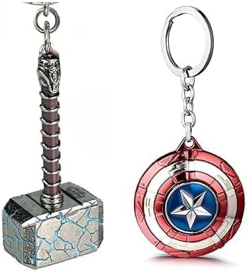 Image of Blue Aura Catchy Marvel Avengers Thor'S Love And Thunder Thor Hammer Pewter Mjolnir Anti-Rust Metal Keychain & Keyring For Men, Women,Bike & Car
