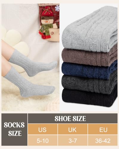 Image of Loritta Wool Socks for Women, Winter Warm Hiking Boot Socks Gifts