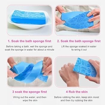 VEPROIX (Pack of 2, Surprise Colors) Super Soft Bath Sponge Scrubber for Kids & Babies - Gentle Cleaning, Exfoliating, and Dead Skin Removal- Perfect for Men and Women 1