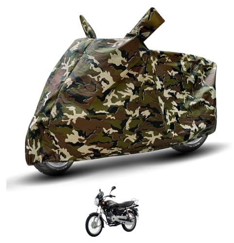 Image of Auto Hub Waterproof Bike Cover Compatible with Bajaj Boxer Dustproof, UV Protection Two Wheeler Bike Boxer Cover - Army Print
