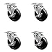 Swivel Caster Set of 4 with Brakes and 5 Inch Soft Rubber Wheel ? 275 lbs. Capacity Per Caster ? 3-1/8 Inch x 4-1/8 Inch Overall Top Plate?Service Caster Brand