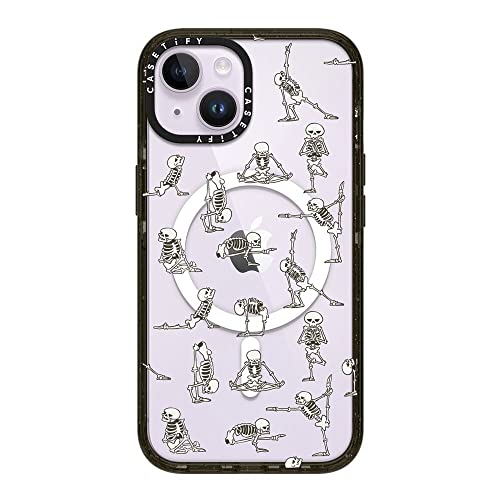 CASETiFY �C���p�N�g iPhone 14 �P�[�X [MIL�K�i���� (4x MIL-STD-810G)/2.5m����̗����������N���A/MagSafe �ɑΉ�] - Skeleton Yoga - �N���A �u���b�N
