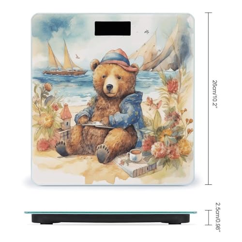 Báscula digital de baño con pantalla LED y plataforma de vidrio templado miniatura 2