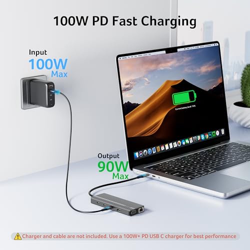 Image of Acer 11 in 1 USB C HUB Multiport Adapter with 4K@60Hz HDMI, 2x10Gbps USB C, 2x5Gbps USB A, 100W PD Port, 1000Mbps Ethernet, 1080P VGA, SD /TF, Laptop Docking Station Dual Monitor for PC, Desktop