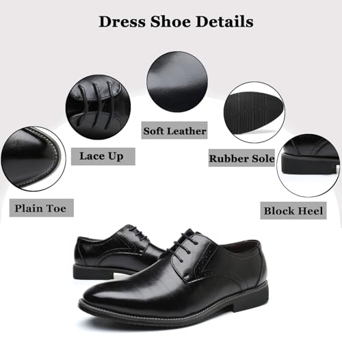 Men's Leather Oxford Dress Shoes Comfortable Non Slip Classic Lace Up Plain Toe Derby Shoes Modern Business Casual Formal Work Shoe2