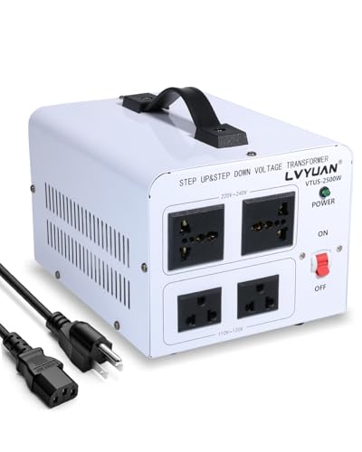 LVYUAN Transformador de voltaje de 2500 W, convertidor de potencia de 110 V a 220 V, reductor de 220 V a...