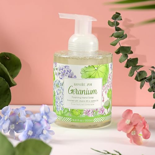 Image of ROMIIE ZOI Foaming Hand Soap, Geraniumt, 500ml / 16.8fl.oz | With Gift Box, Gentle cleansing, nourishes skin without drying