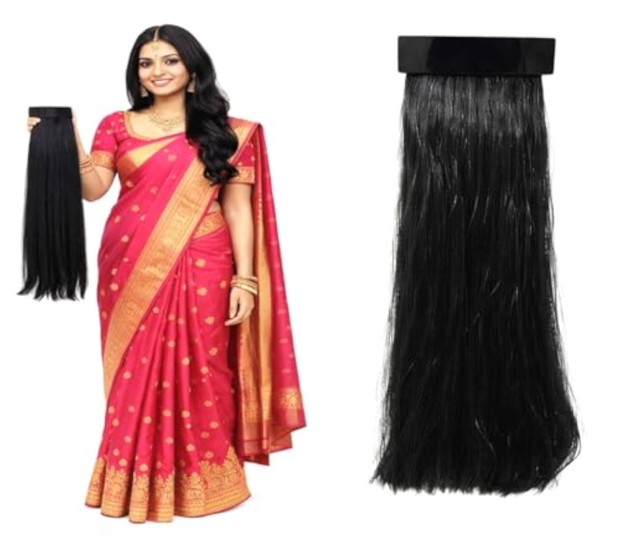 Medium Layer Black Synthetic Hair Wig for Women