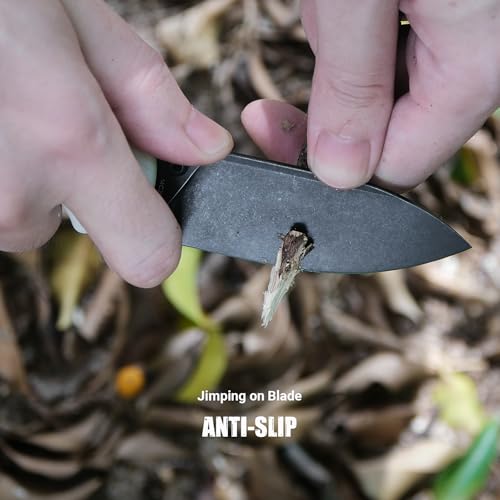 Image of Vosteed Raccoon EDC Pocket Knife - 3.25 inch Sandvik 14C28N Black Stonewash Blade - Crossbar Lock White G10 Handle for Camping, Hiking - A0507
