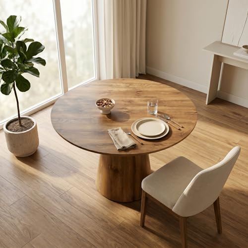 BAOPIN 45'' Round Dining Table, Small Round Dining Table, Wood Dinner Table Use for Kitchen, Easy Assemble, Saving Space