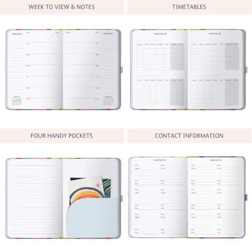 Busy B Diary, A5 Mid-Year Academic Diary, Busy Life Weekly Journal, Aug '25, Aug '26, Multi Stripe Cover - Image 4