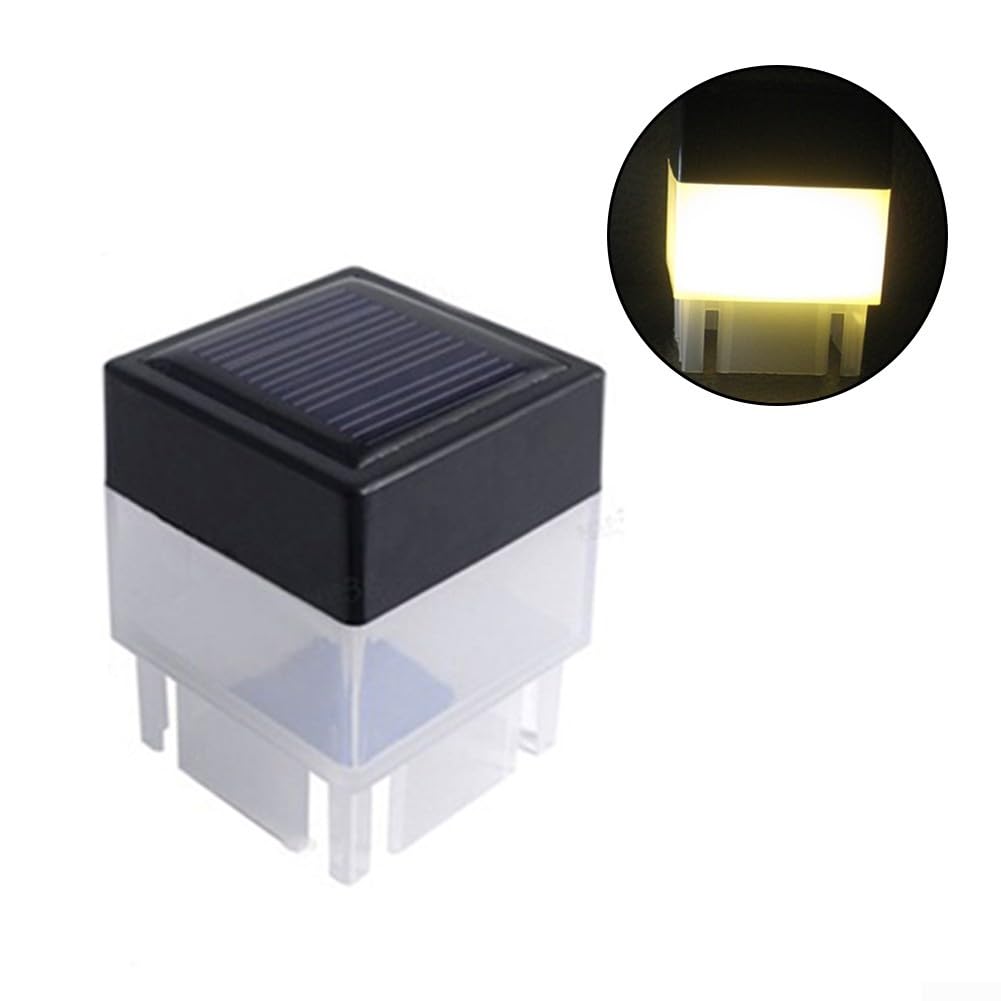 Lampade a LED a energia solare, impermeabili, per esterni, per recinzioni, scale, giardini, patio, vialetti per illuminazione, facili da installare, con tappo in ABS (luce bianca)