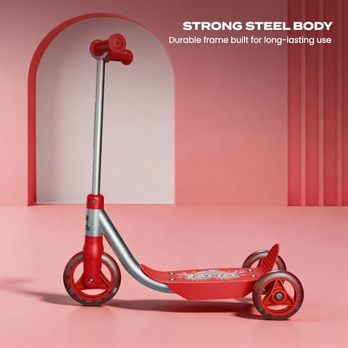 Image of TALIO Kids Kick Scooter for 2-5 Years Boys Girls, 3 Wheels with 4-Adjustable Heights, BIS Certified, Red | Capacity 30kg (GK-105 /03)