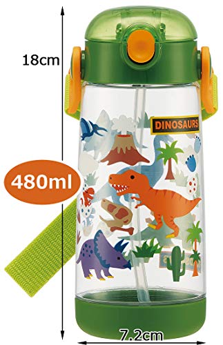 Skater Pdsh5-A Kids Water Bottle With Straw, Clear Bottle, Dinosaur, 16.2 Fl Oz (480 Ml), Boys #TOP7