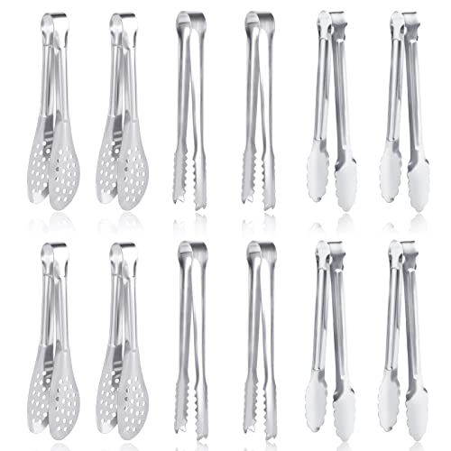 12 Pack Premium Small Serving Tongs, Dmoera Mini Stainless Steel Appetizer Tongs, 5.1Inch(12.7Cm) #TOP5