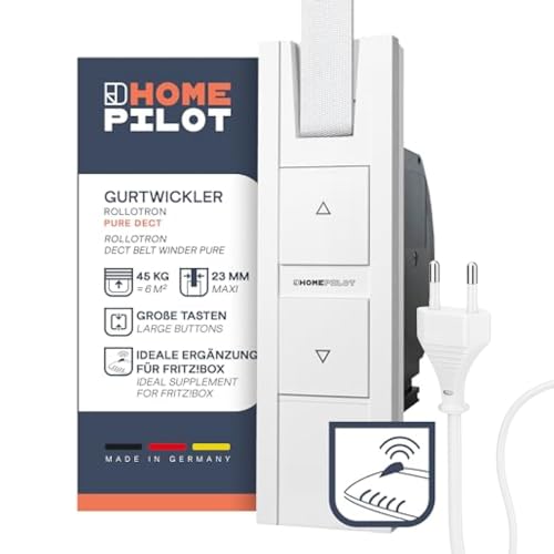 Home Pilot RolloTron pure DECT Gurtwickler - elektrischer Rollladenantrieb mit Funk | für AVM FRITZ!Box mit DECT-Basis verwendbar | für 23 mm Gurtbandbreite (max. 45 kg, 6 m²) - 10302345