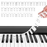 URAQT Abnehmbare Klaviertastatur Notenetiketten,88 Tasten Klaviertasten Noten Aufkleber Wiederverwendbar Anfänger Silikon Klaviernoten Anleitung Keyboard Noten Aufkleber für Kinder und Anfänger