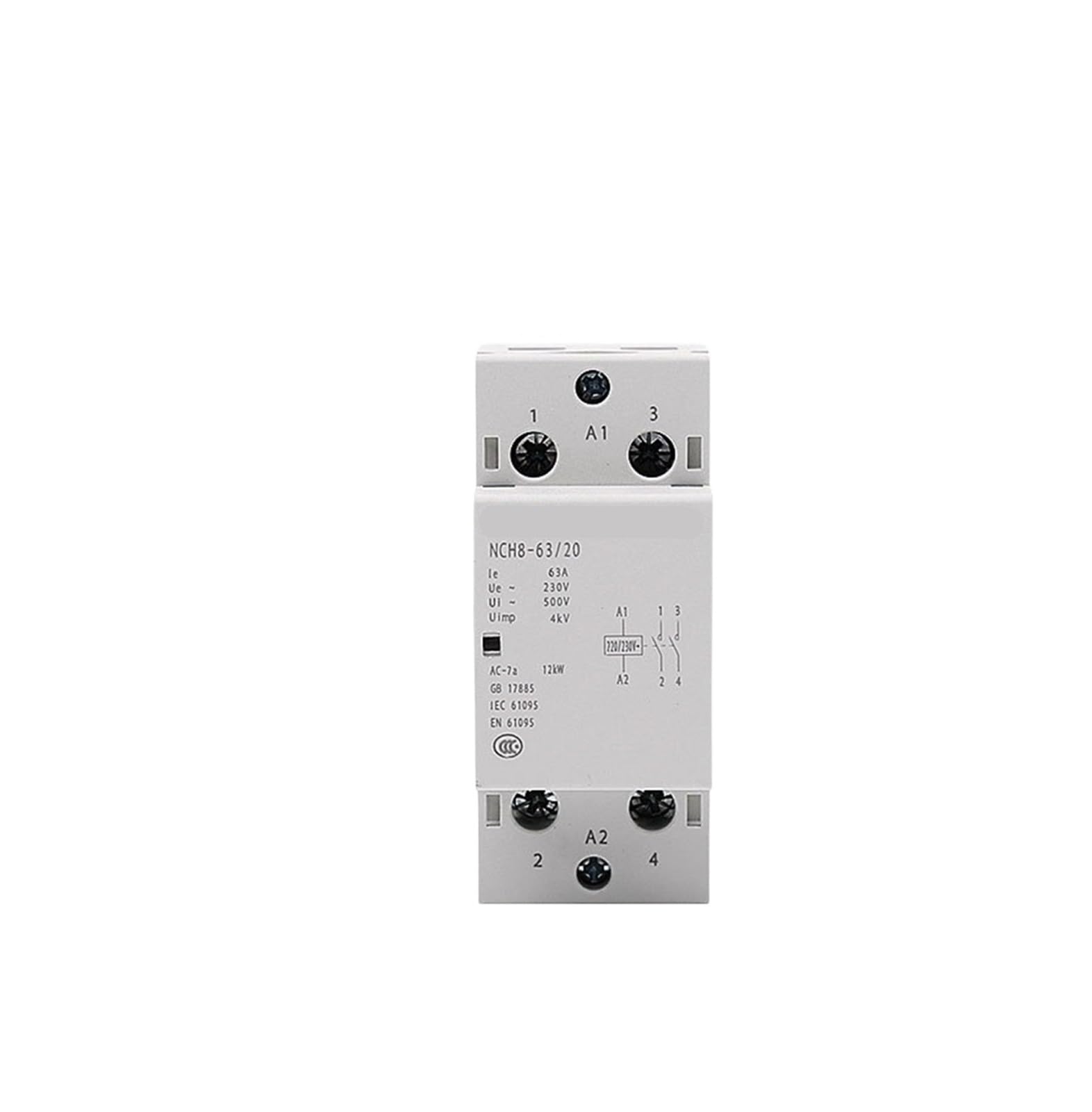 NC H8 20A 25A 40A 63A Rail hogar AC Contactor Modular | For el hogar 2NO 2NC 1NO1NC 2NO2NC 4NO 220V/230V contactor 220v(NCH8-63A,1NO1NC)