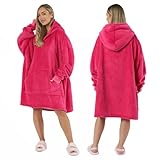 Sienna Damen, Fleece Hoodie Tragbare Decke Geschenke für Frauen, Ultra Weich Warm Bequem Gemütlich Übergroß Kapuzenüberwurf Mädchen Erwachsene Männer Jungen, Fuchsia, Einheitsgröße