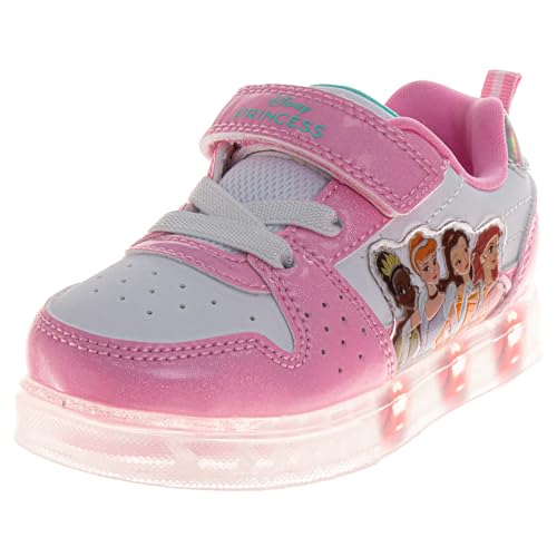 Led Running Shoes Strap Ariel, Rapunzel, Cinderella,belle, And Tiana- Strawberry Cream Size 8 Toddler