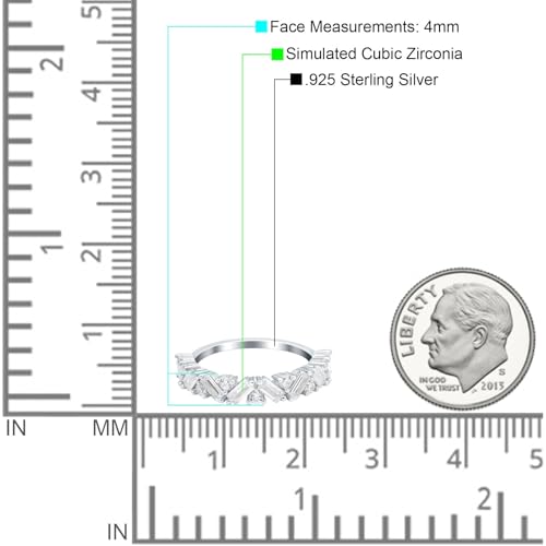 Blue Apple Co. Art Deco Band Baguette Wedding Band Engagement Ring Simulated Cubic Zirconia 925 Sterling Silver4