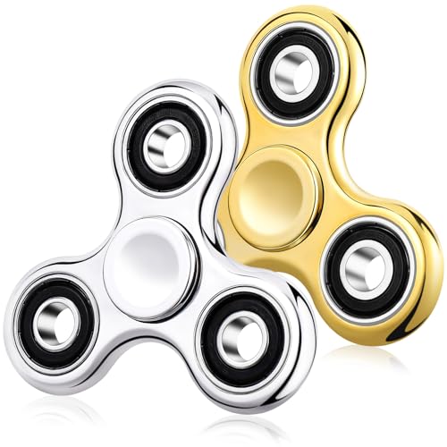 Fidget Spinner Lot de 2, Stress anxiété soulagement sensoriel Fidget Toys pour Les Enfants et Les Adultes, Cool galvanoplastie Fidget Spinner Cadeau...