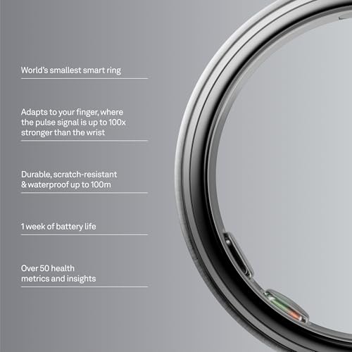 Image of Oura Ring 5 - Brushed Silver - Size 9 - World's Smallest Smart Ring - Sleep, Activity, Women's Health, AI Advisor, 1 Week of Battery Life, Size Before You Buy, Android & iOS Compatible