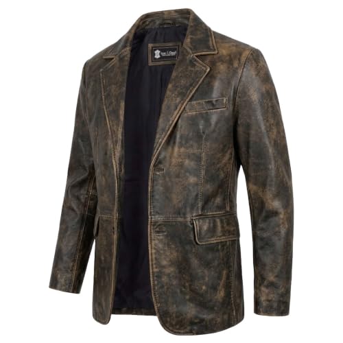 Image of Isaac & David Chicago Lambskin Genuine Casual Wear Leather Blazer Sport Coat Classic Button Closure for Men 2 Button Coat