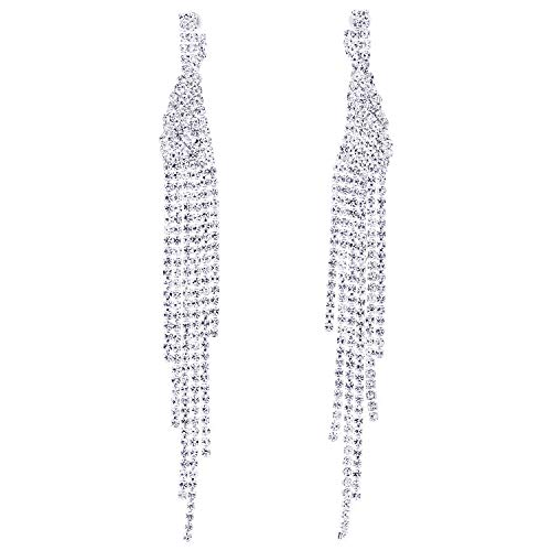 Nozze Sposa Pavé Strass Cluster Lunga Catena Nappa...