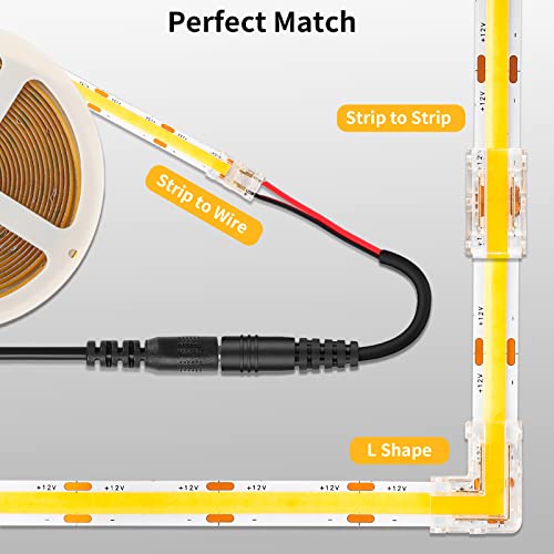 HOMELYLIFE 10 Pcs 2 Pin 8mm Mini COB LED Strip Connectors, Gapless Solderless Clear Connector, Strip to Wire Connectors×2 - Image 2