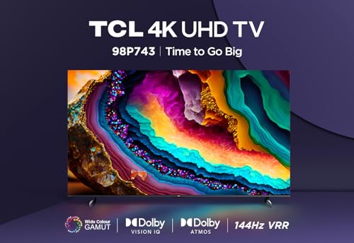 TCL 98P743 98-Zoll-4K-Fernseher, WCG, UHD, HDR PRO, 144Hz, Motion Clarity PRO, Dolby Vision IQ. Dolby Atmos, AIPQ, Game Master Pro 2.0, Smart TV unterstützt von Google TV, Kompatibel mit Alexa – Bild 7