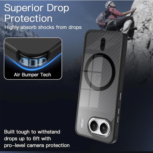 Image of KARWAN Translucent Hybrid Back Case Cover Compatible with Oneplus Nord 4 Shockproof Case with Camera Protection, N52 Magnet Cover Case with Magnetic MagEaze Wireless Charging Cover (Black)