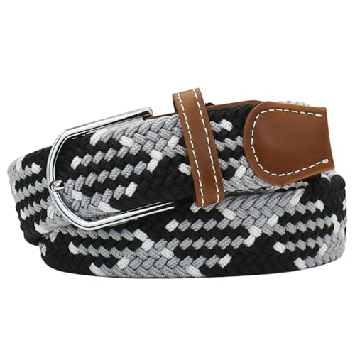 Image of Multicolored Elastic Woven Golf Belts Casual Braided Stretch Belt for Men and Women
