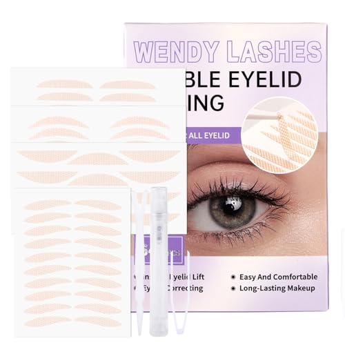 Eyelid Lift Strips 4 Types 640PCS Invisible Double Eyelid Tape Kit with Y-Shaped Fork & Clip Waterproof Eye Stickers for Monolid and Lash Extensions(LS-640p)
