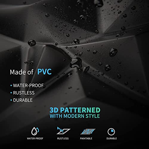 Image of Kayra Decor 3D PVC Wall Panels - Small Diamond Design, Black Color 19.7 inch x 19.7 inch (Pack of 6) - Covers 16.17 Sq. Ft.