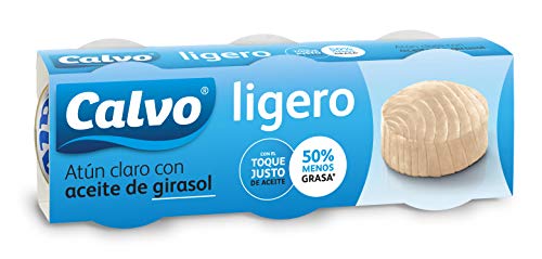 Calvo Atún Claro Ligero en Aceite de Girasol, Pack3 x 60g