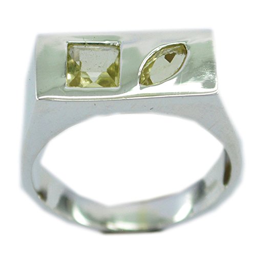 Quartz citron bague en argent véritable de qualité supérieure taille lunette