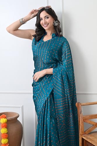 Image of MIRCHI FASHION Saree for Woman Chiffon Georgette Solid with Contrast Border | Lightweight Daily Wear Women's Sari and Printed Blouse Piece