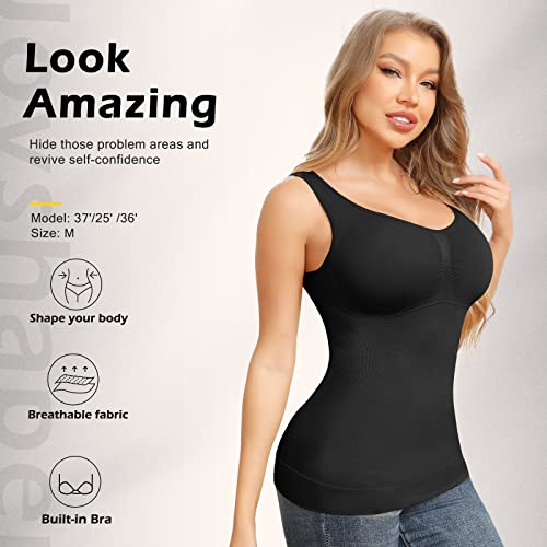 Joyshaper Shapewear Camisoles With Built In Bra Tummy Control Compression Tank Tops For Women Body Shaper Padded Tanks Black L #TOP3