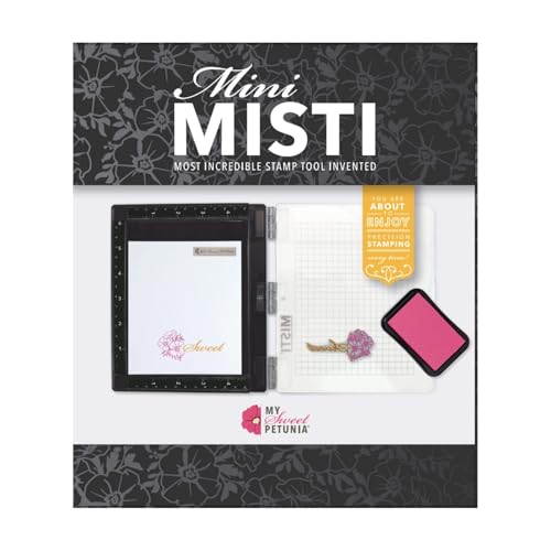 My Sweet Petunia Misti Stamp Positioning Tool Black MINI New Version with Foam Pad Bar Magnet & Grid Paper Precision Stamping Platform for Cardmaking & Scrapbooking