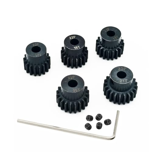 5-Pack Steel Metal 32P 5mm Pinion Motor Gear Sets 17T 18T 19T 20T 21T Compatible with HPI Kyosho...