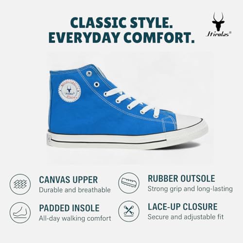 Image of Hirolas Men's Vulcanized Canvas Rubber Toe High Ankle Skateboard Sneakers Shoes.
