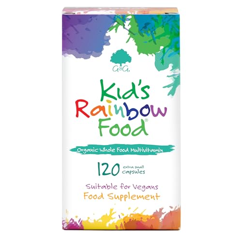 Kids Rainbow Food - Organic Whole Food Multivitamin Supplement - Ideal for Children - 120 Vegan Capsules - Non-GMO Made in The UK by G&G Vitamins