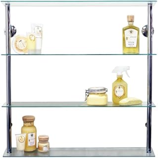 WATSONS MAXWELL - Wall Mounted Wide Glass 195 CD / 140 DVD Storage Shelves - Clear/Silver